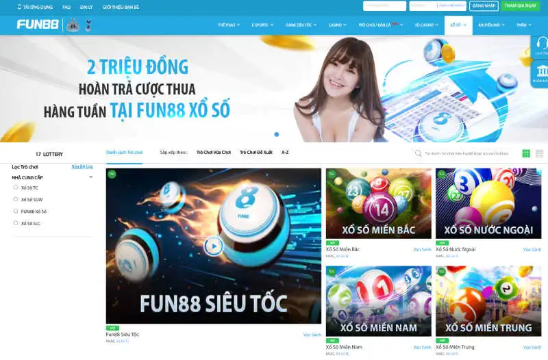 Những sản phẩm cá cược tại nhà cái Fun88